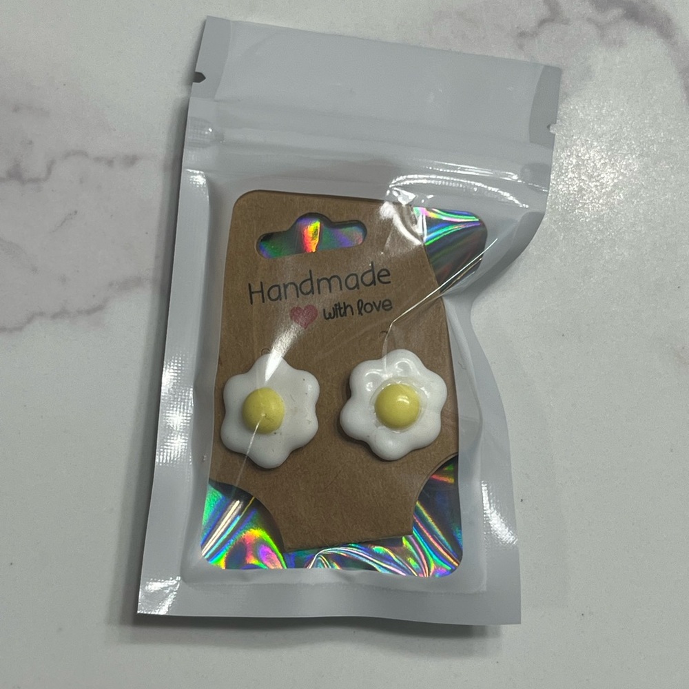 Handmade Daisy Earrings for Kids - White and Yellow
